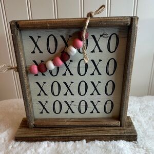 Charming XOXO Wood Sign with Beaded Accent